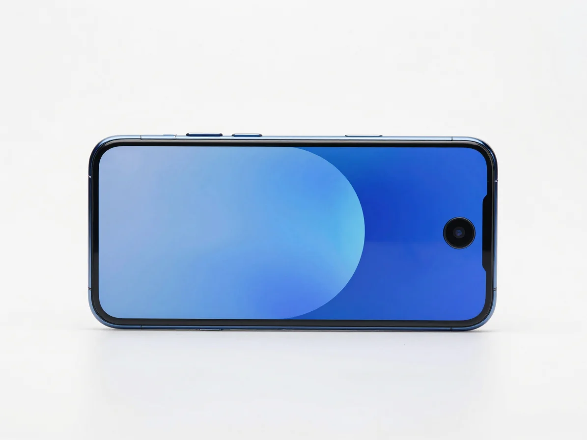 Smartphone recém-anunciado em close editorial sobre fundo branco