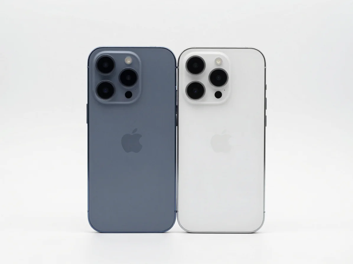 Duas unidades de smartphone lado a lado sobre fundo branco, vista